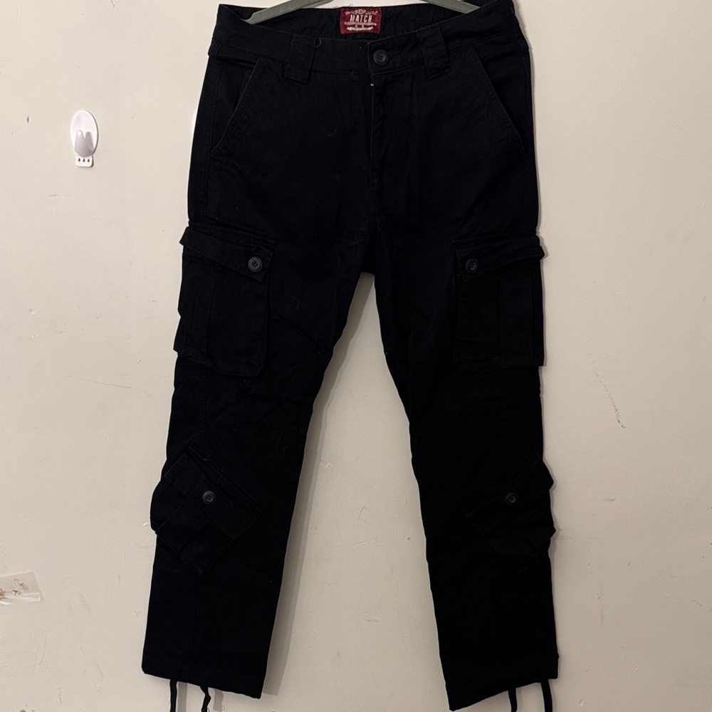 Match Black Men’s Cargo Pants with Utility Pockets